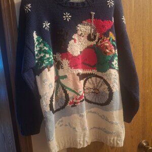Vintage Handknit Christmas Santa Sweater